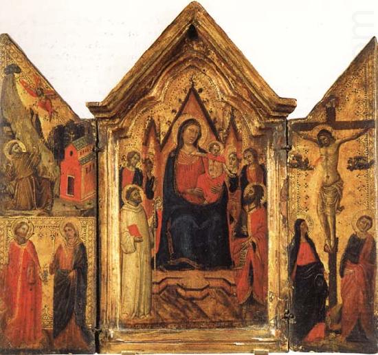 Madonna and Child Enthroned with SS.Bernard and John the Baptist and Four Angels, Jacopo del Casentino